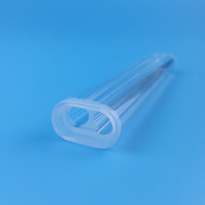 Laser Spare Parts Frosted Stepped Quartz Flow Cell Transparent Ellipse Shape Double Hole